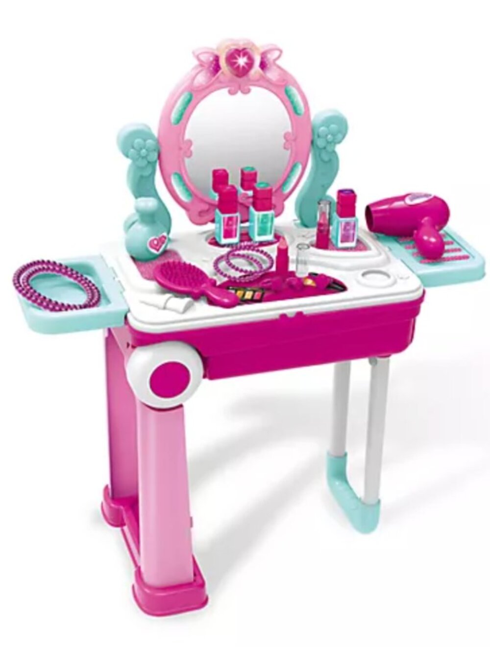 Kids Vanity Makeup Table Pretend Play Set, Princess Beauty Salon Toy with Mirror - Picture 8 of 10